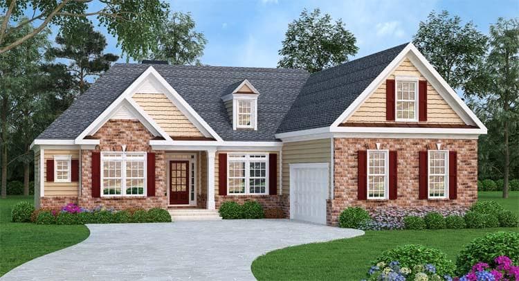 3-Bedroom, 1732 Sq Ft Ranch Home Plan - 104-1013 - Main Exterior