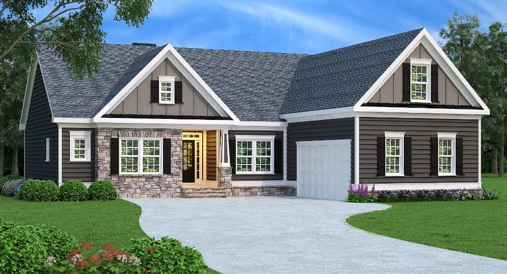 3-Bedroom, 1732 Sq Ft Ranch Home Plan - 104-1014 - Main Exterior