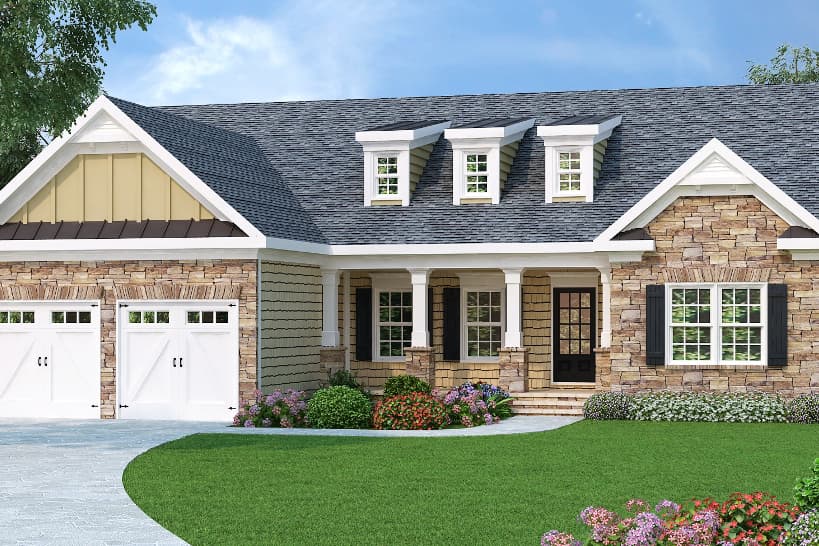 3-Bedroom, 1566 Sq Ft Country House Plan - 104-1089 - Front Exterior