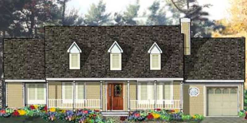 3-Bedroom, 1232 Sq Ft Country Home Plan - 105-1039 - Main Exterior
