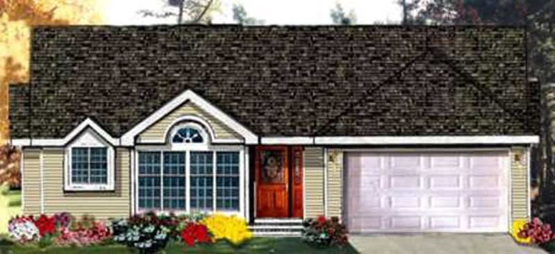 3-Bedroom, 1527 Sq Ft Ranch Home Plan - 105-1058 - Main Exterior
