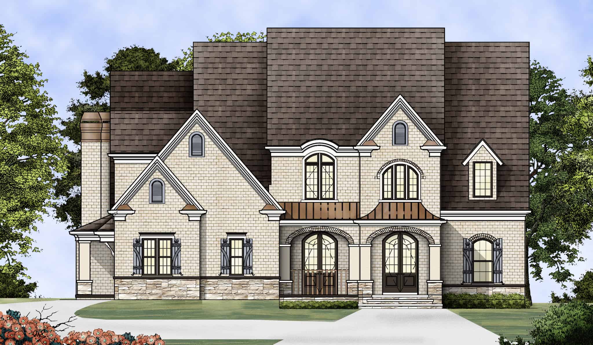 4-Bedroom, 3304 Sq Ft European House Plan - 106-1119 - Front Exterior