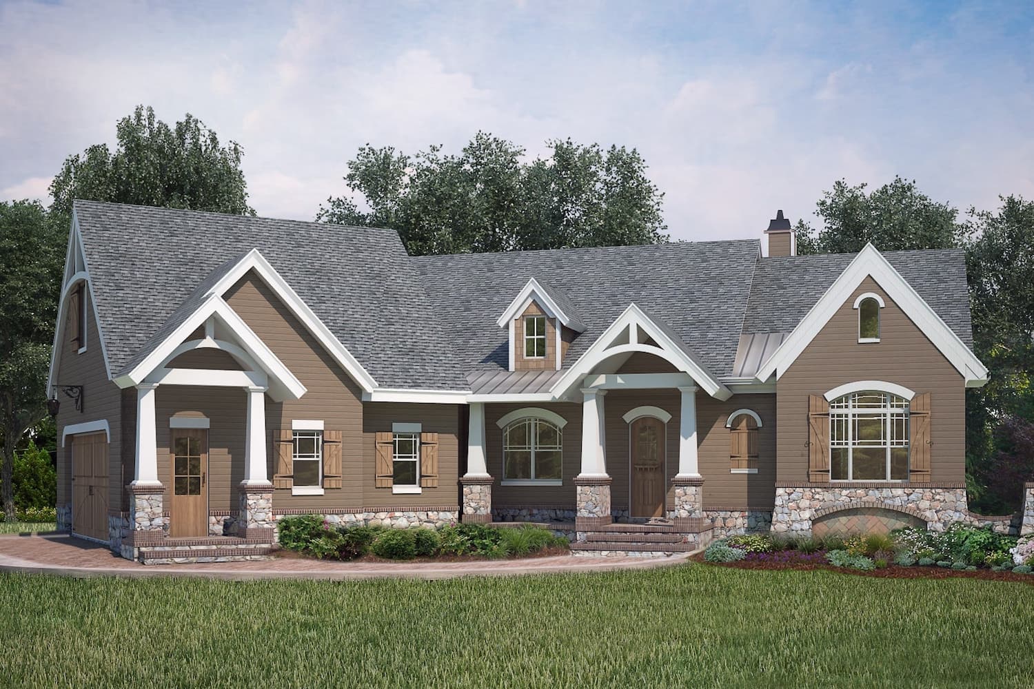 Front elevation of Ranch home (ThePlanCollection: House Plan #106-1286)