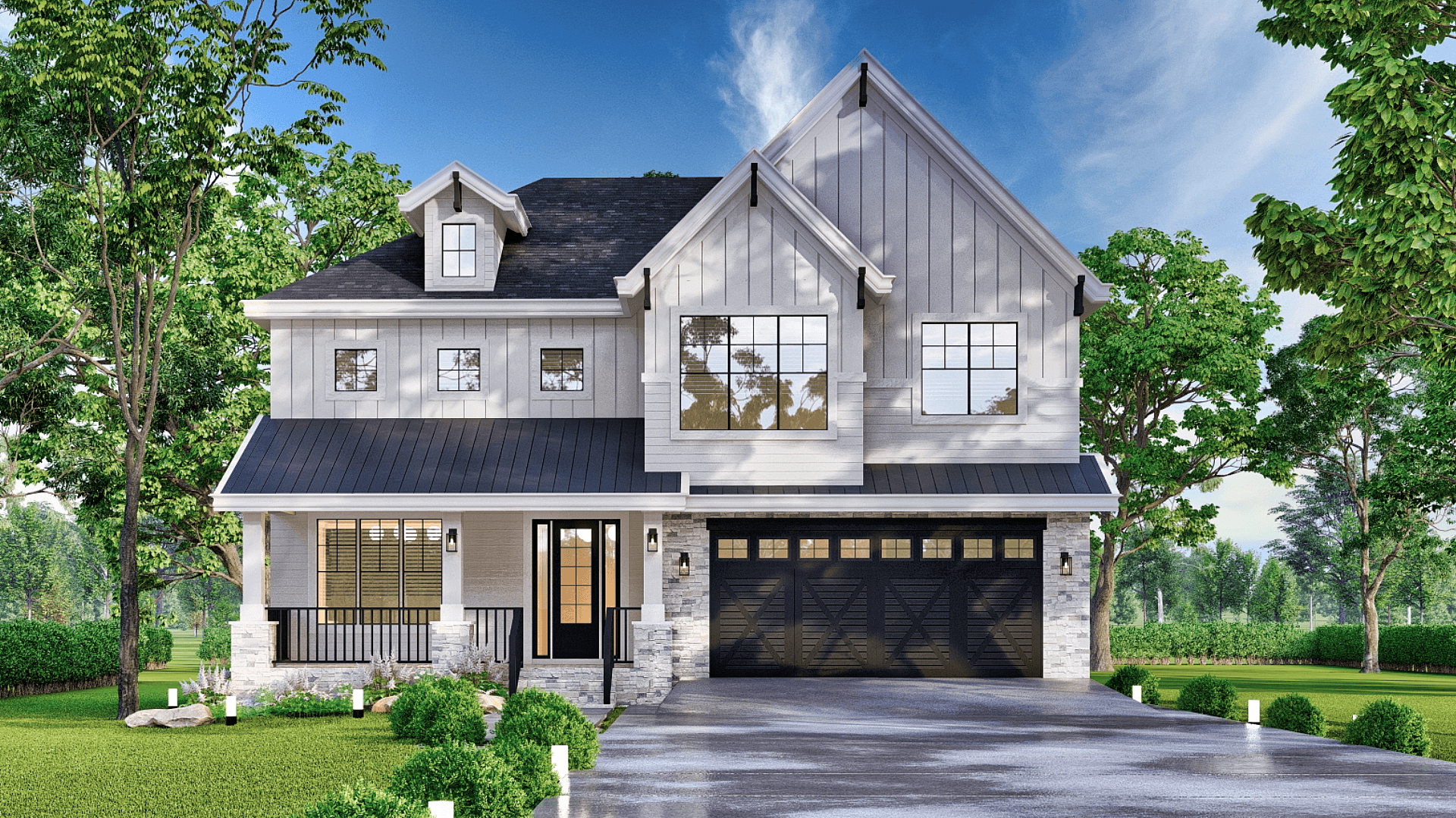 4-Bedroom, 2968 Sq Ft Modern Farmhouse Home Plan - 106-1342 - Main Exterior