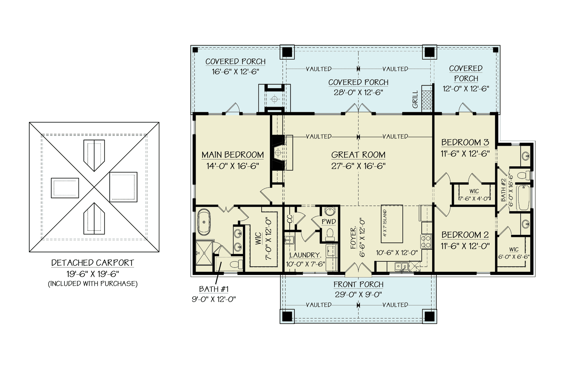 Modern Farmhouse Home Plan - 3 Bed, 2.5 Bath, 1849 Sq Ft - #106-1347