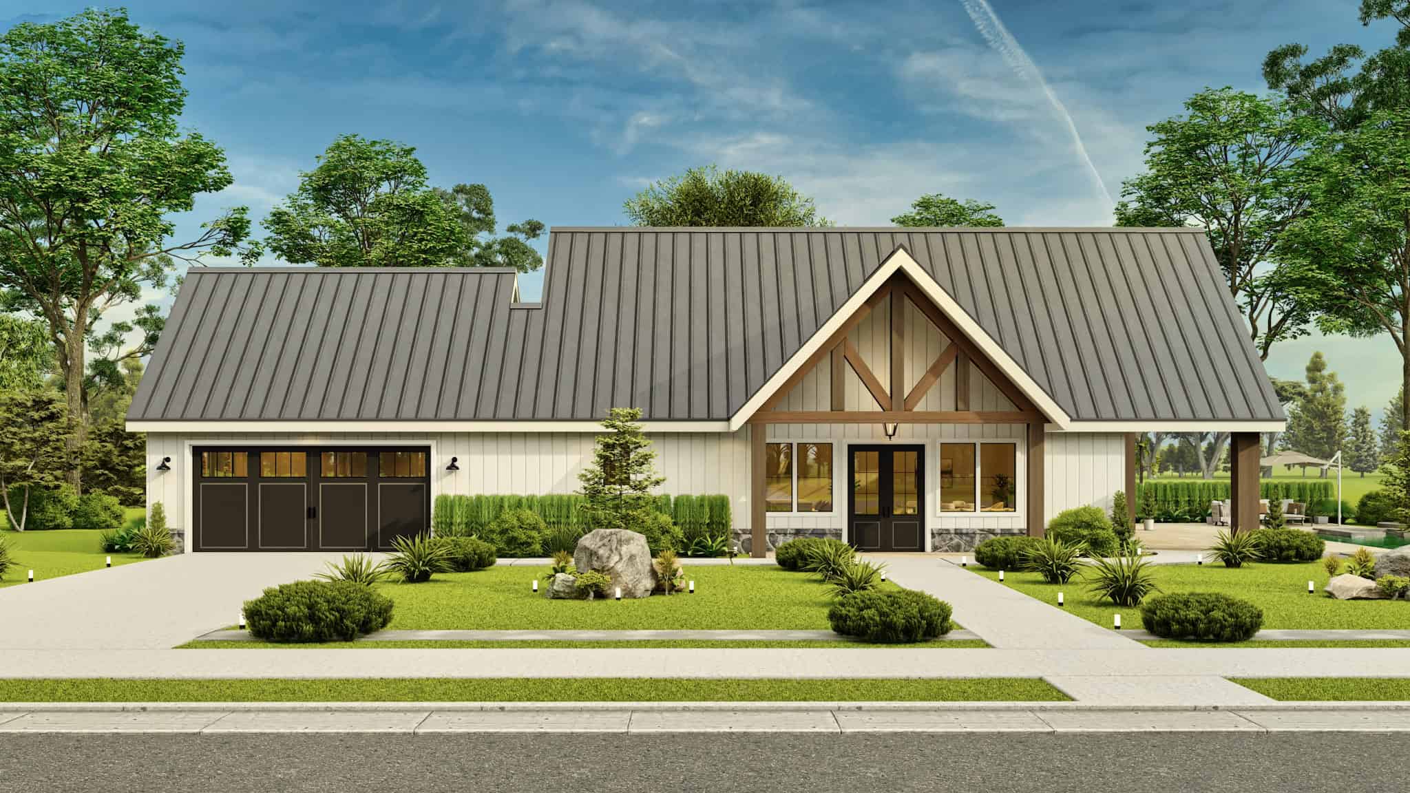 3-Bedroom, 1983 Sq Ft Modern Farmhouse Home Plan - 106-1352 - Main Exterior