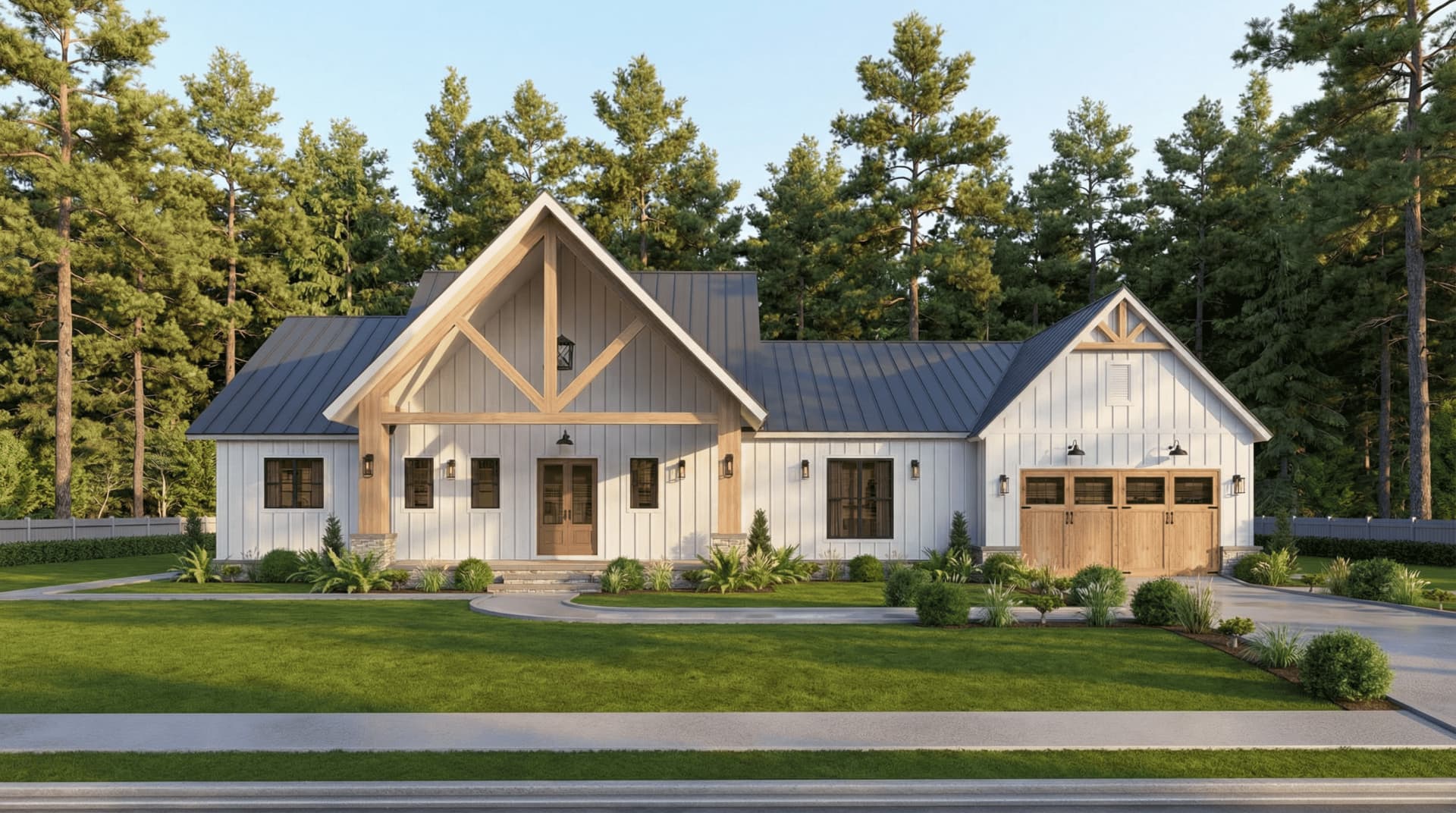 Front elevation of Modern Farmhouse home (ThePlanCollection: House Plan #106-1357)