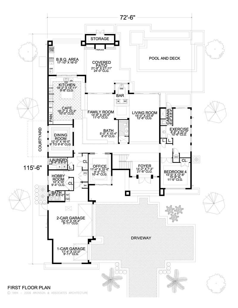Floor Plan First Story of Contemporary Plan #107-1015