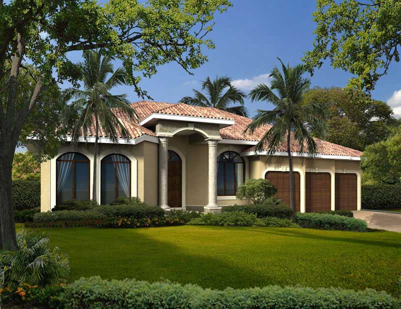 3-Bedroom, 2897 Sq Ft Mediterranean House Plan - 107-1017 - Front Exterior