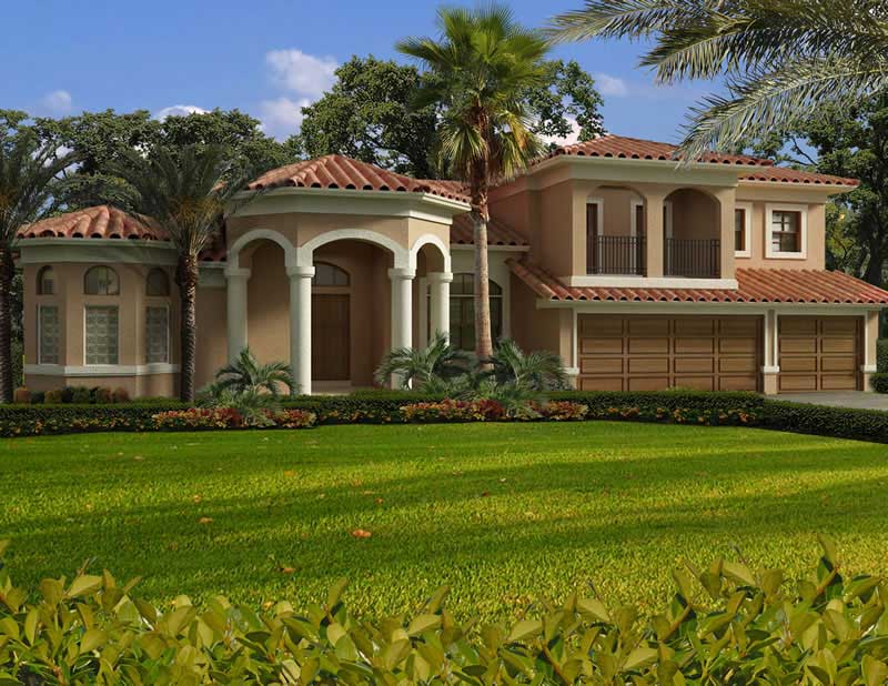 5-Bedroom, 5244 Sq Ft Mediterranean Home Plan - 107-1087 - Main Exterior