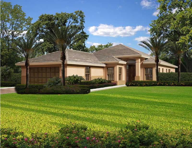 3-Bedroom, 2832 Sq Ft Florida Style House Plan - 107-1090 - Front Exterior