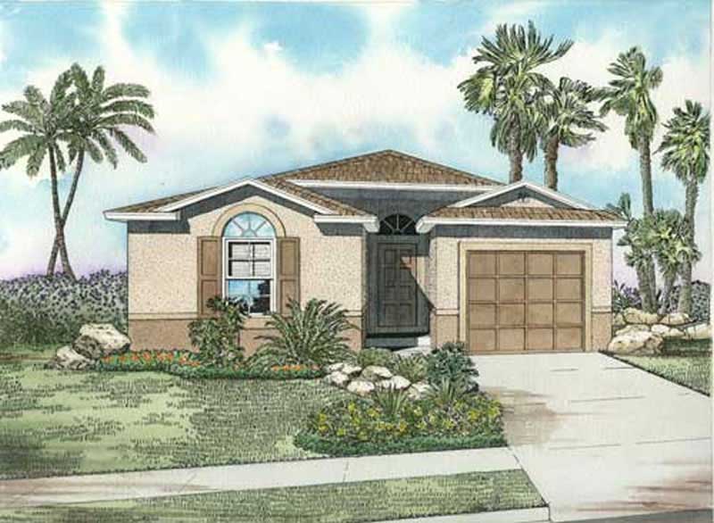 3-Bedroom, 1407 Sq Ft Mediterranean Home Plan - 107-1130 - Main Exterior