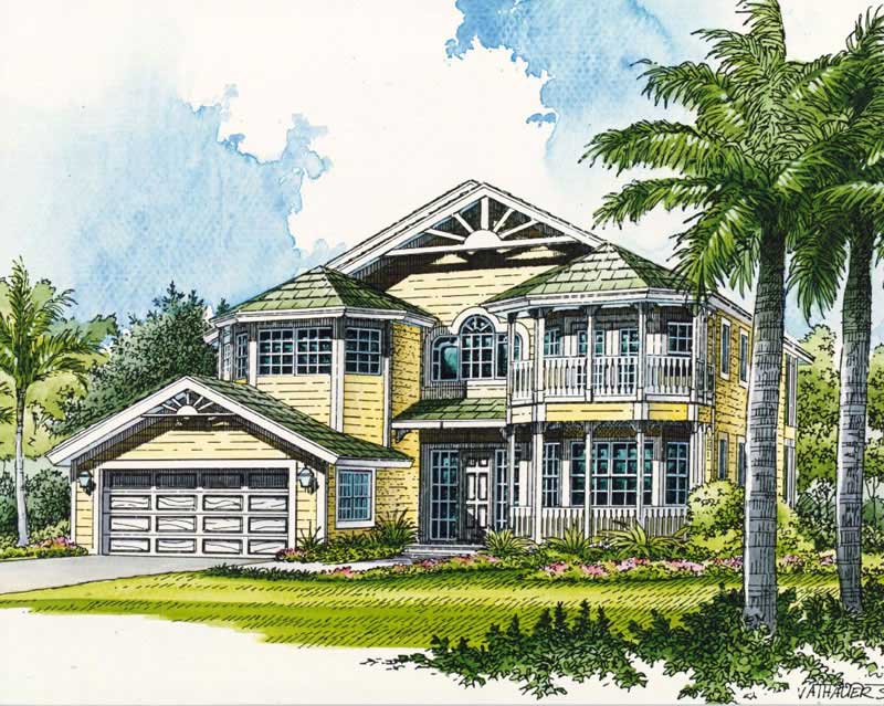 4-Bedroom, 3353 Sq Ft Mediterranean Home Plan - 107-1136 - Main Exterior