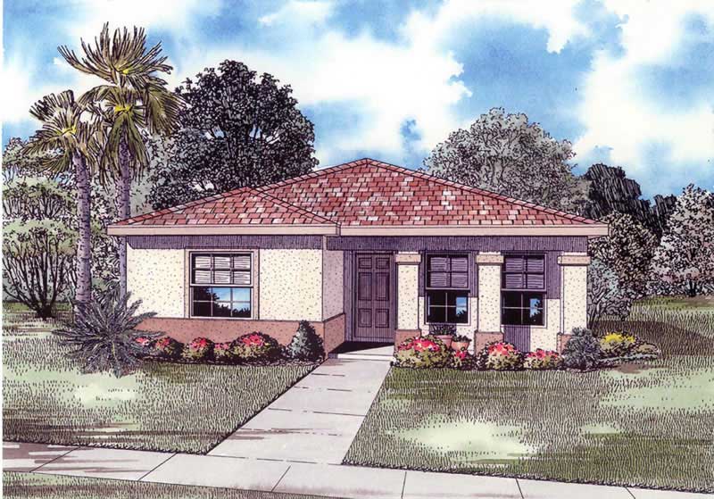 4-Bedroom, 1663 Sq Ft Mediterranean House Plan - 107-1160 - Front Exterior
