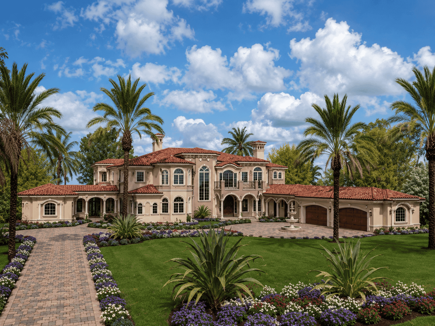 Front elevation of Luxury home (ThePlanCollection: House Plan #107-1189)