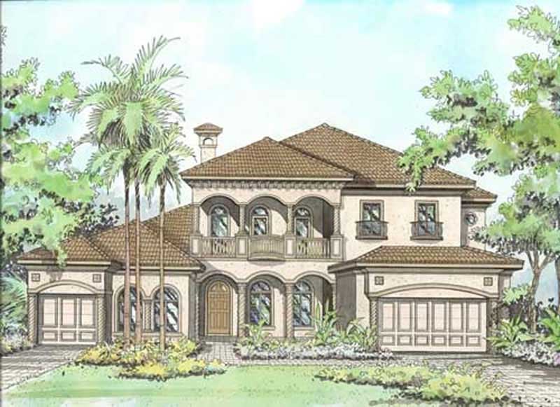5-Bedroom, 5412 Sq Ft Mediterranean Home Plan - 107-1210 - Main Exterior