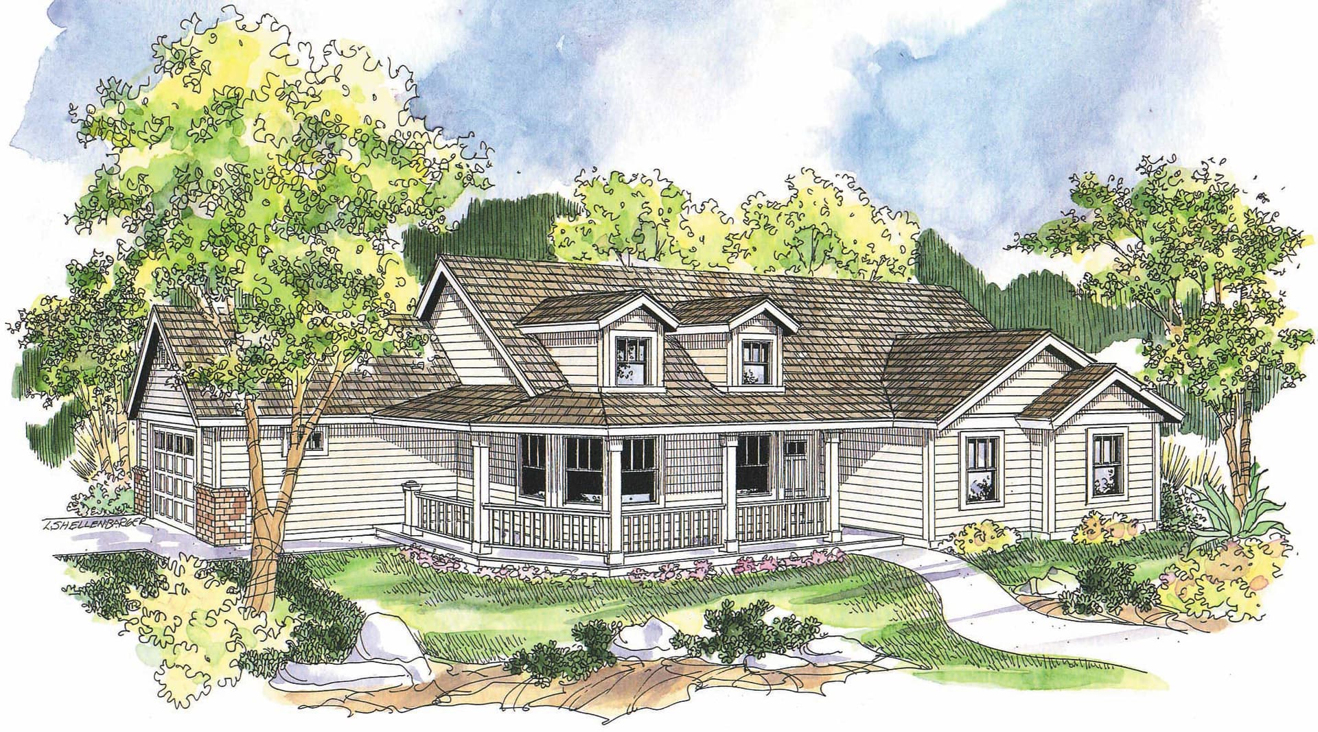 3-Bedroom, 1506 Sq Ft Country Home Plan - 108-1002 - Main Exterior