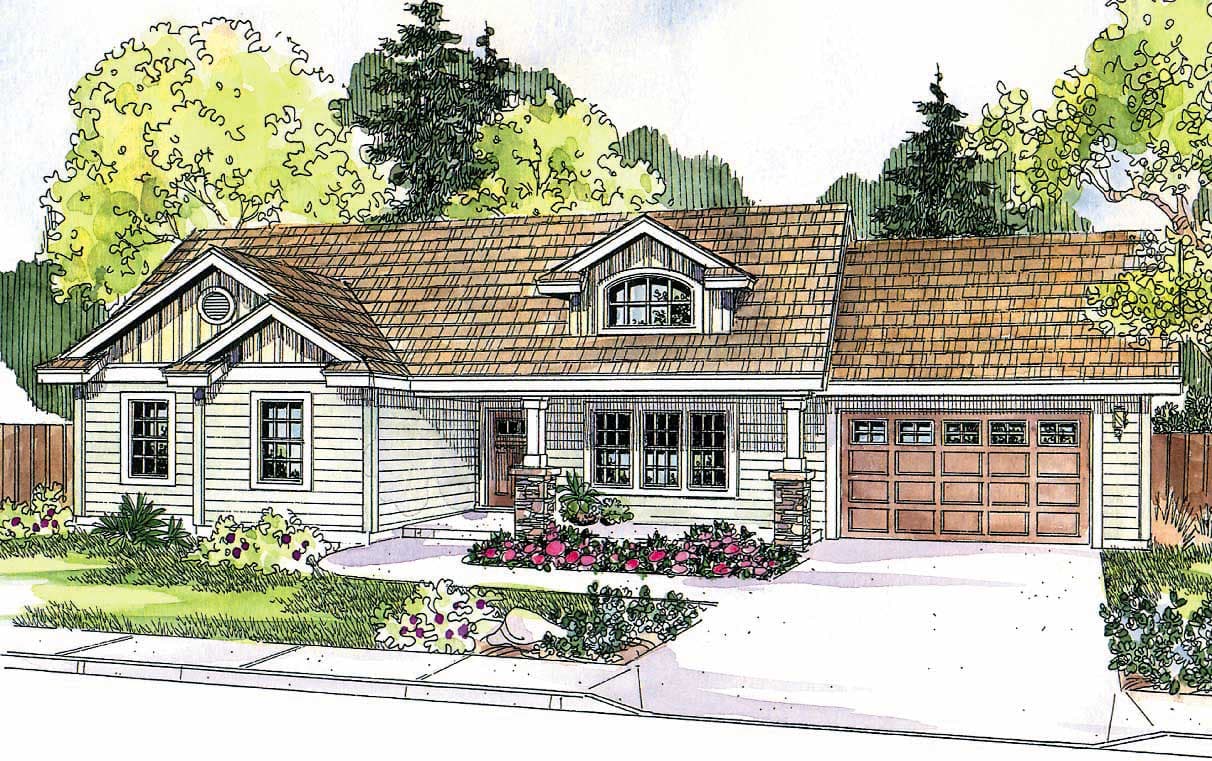 3-Bedroom, 1510 Sq Ft Country Home Plan - 108-1143 - Main Exterior