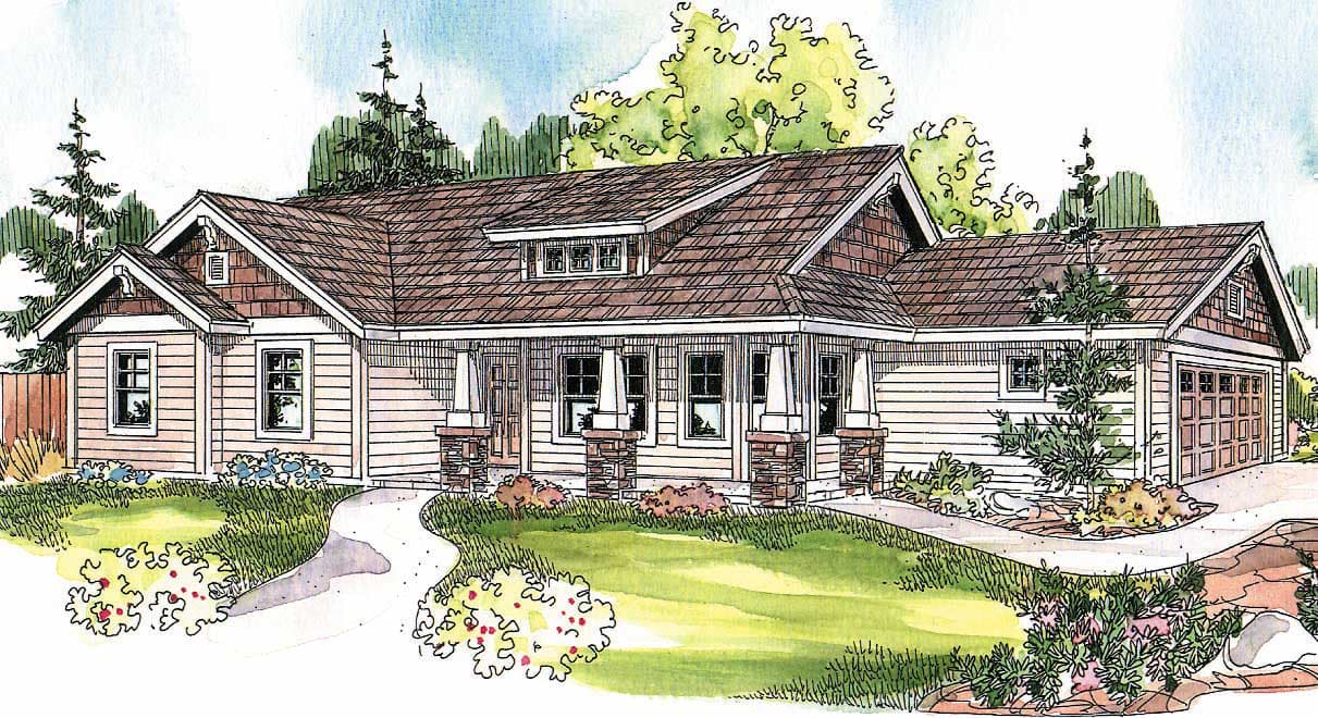 3-Bedroom, 1484 Sq Ft Ranch Home Plan - 108-1144 - Main Exterior