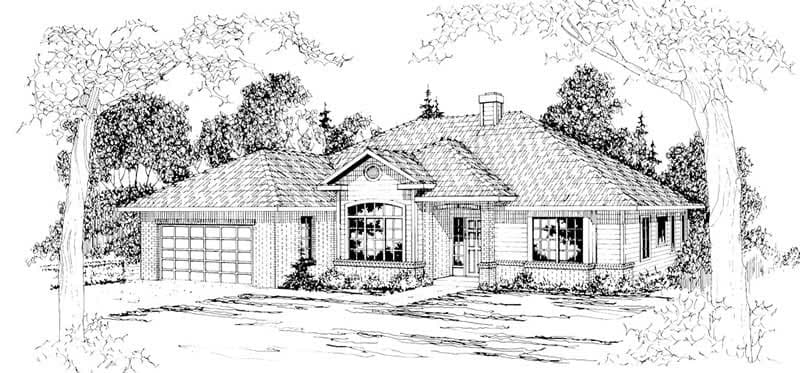4-Bedroom, 2402 Sq Ft Ranch Home Plan - 108-1187 - Main Exterior