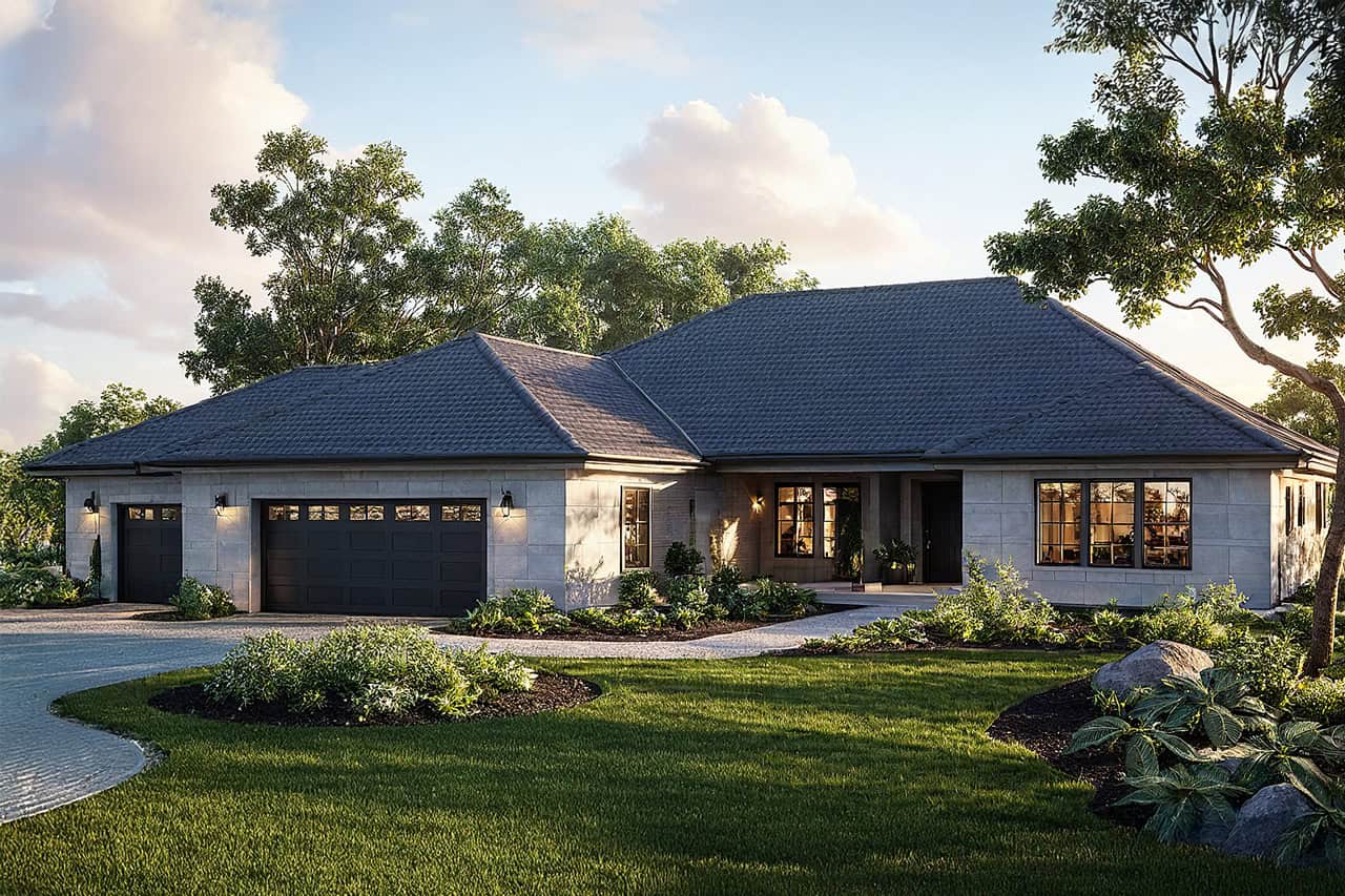 3-Bedroom, 2087 Sq Ft Mediterranean Home Plan - 108-1195 - Main Exterior