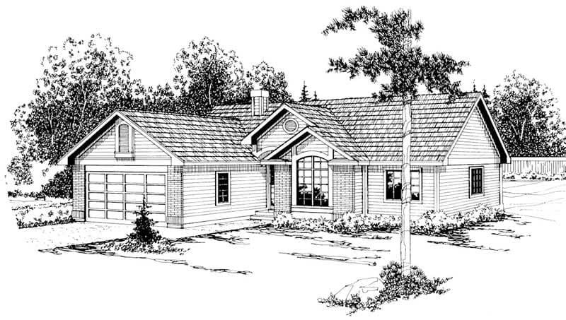 3-Bedroom, 1561 Sq Ft Ranch Home Plan - 108-1206 - Main Exterior