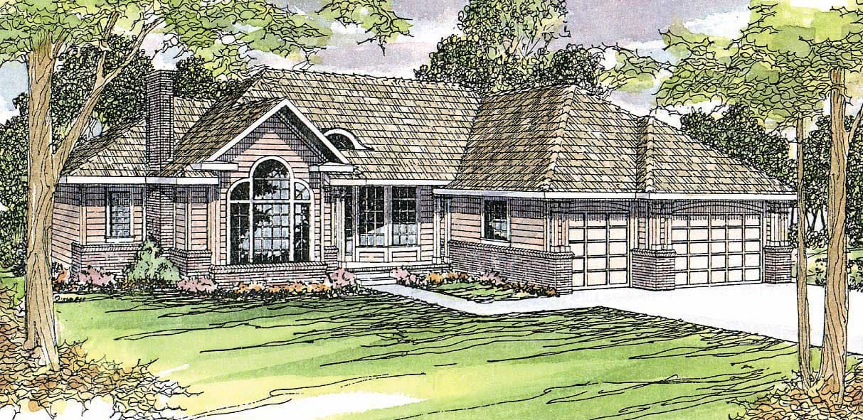 3-Bedroom, 2505 Sq Ft Ranch Home Plan - 108-1217 - Main Exterior