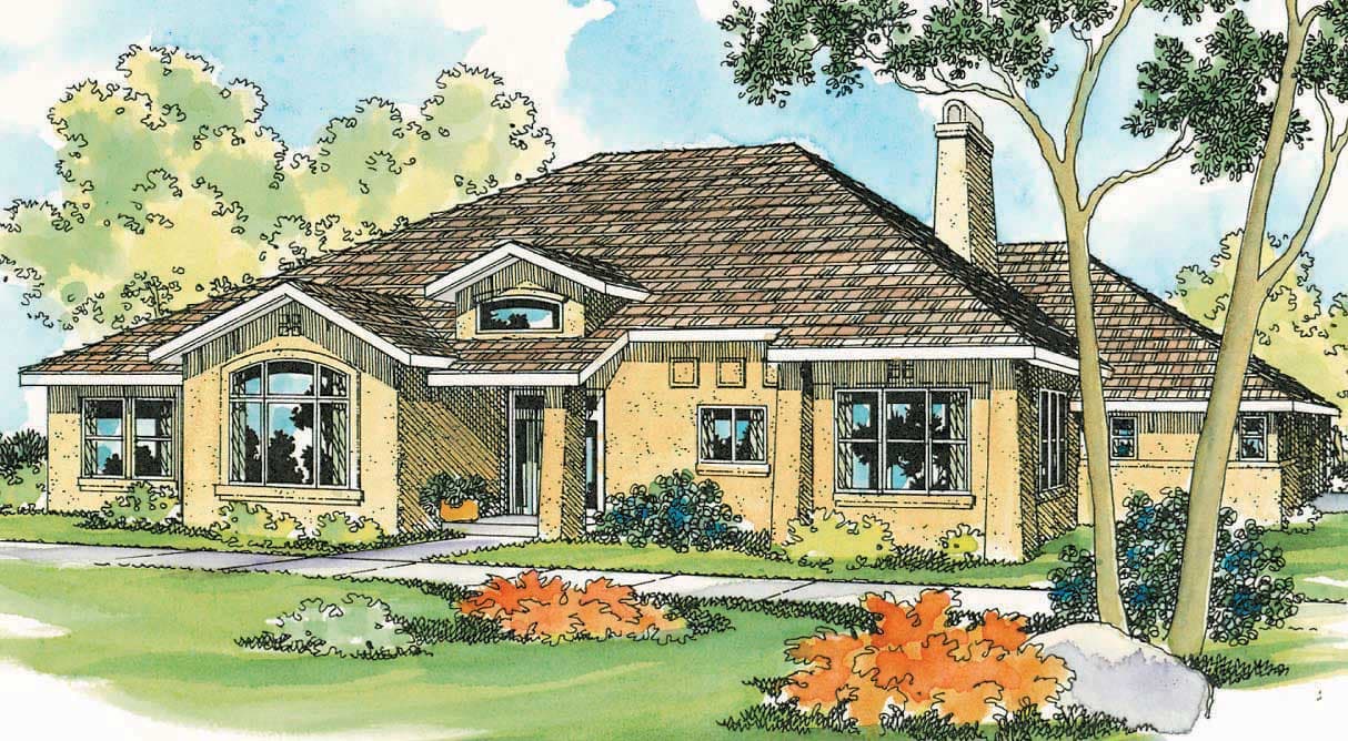 3-Bedroom, 2495 Sq Ft Mediterranean Home Plan - 108-1226 - Main Exterior