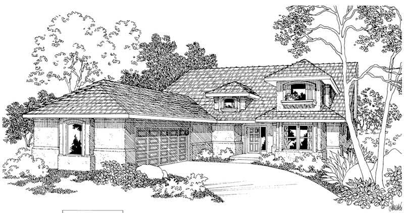 3-Bedroom, 2176 Sq Ft Mediterranean House Plan - 108-1237 - Front Exterior