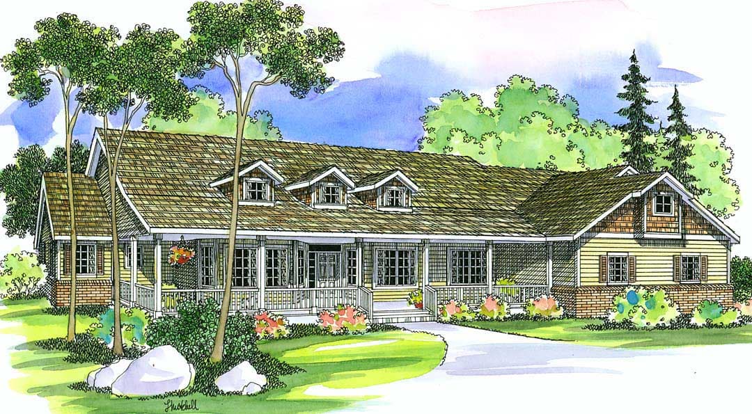 3-Bedroom, 3141 Sq Ft Ranch Home Plan - 108-1285 - Main Exterior