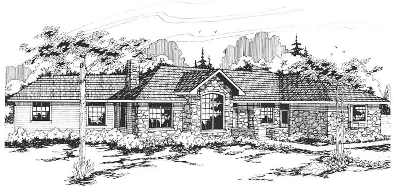 4-Bedroom, 2708 Sq Ft Ranch Home Plan - 108-1306 - Main Exterior