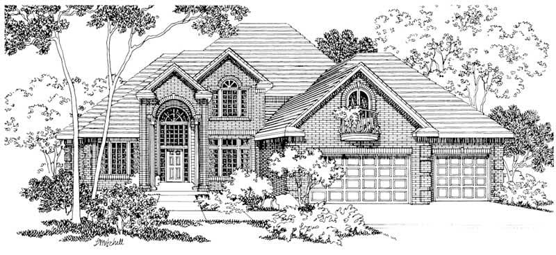 3-Bedroom, 3727 Sq Ft Traditional House Plan - 108-1401 - Front Exterior