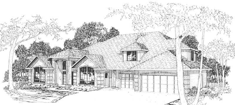 3-Bedroom, 3452 Sq Ft Transitional House Plan - 108-1420 - Front Exterior