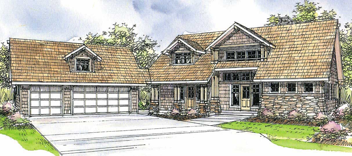 3-Bedroom, 2428 Sq Ft Craftsman House Plan - 108-1460 - Front Exterior