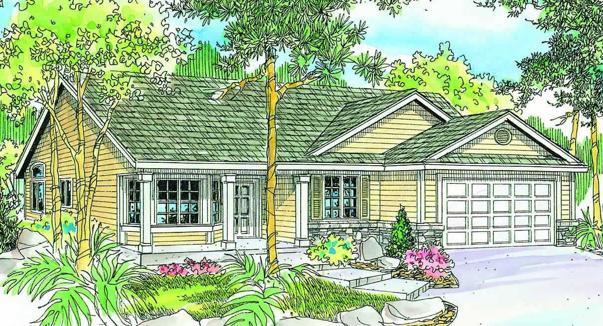 3-Bedroom, 1802 Sq Ft Country Home Plan - 108-1462 - Main Exterior
