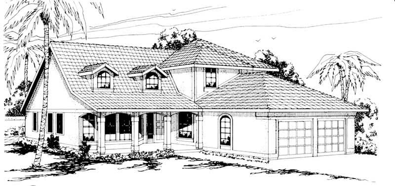 3-Bedroom, 2171 Sq Ft Mediterranean House Plan - 108-1471 - Front Exterior