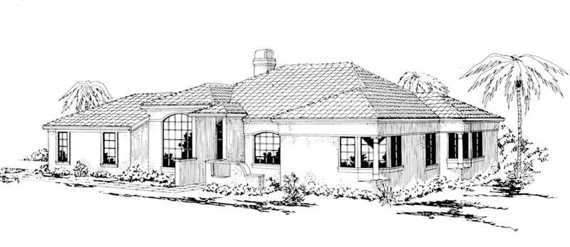3-Bedroom, 1637 Sq Ft Mediterranean House Plan - 108-1472 - Front Exterior