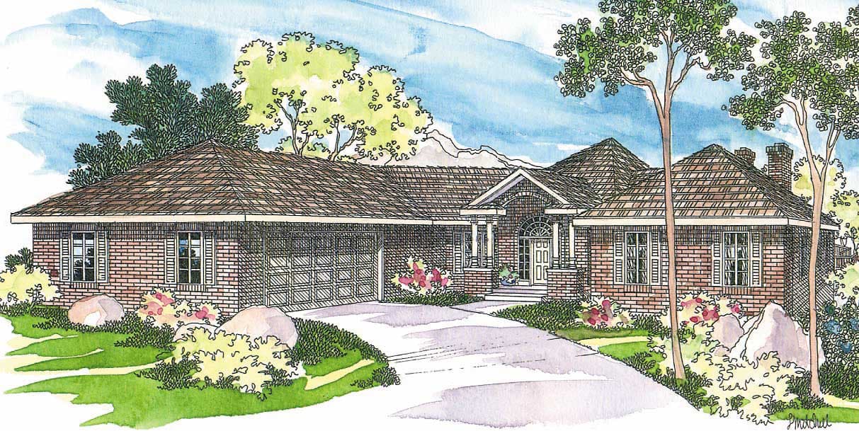 3-Bedroom, 2365 Sq Ft Ranch House Plan - 108-1492 - Front Exterior