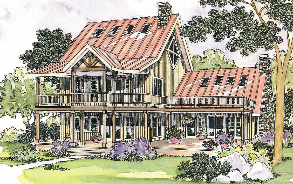 3-Bedroom, 2017 Sq Ft Vacation Homes House Plan - 108-1496 - Front Exterior