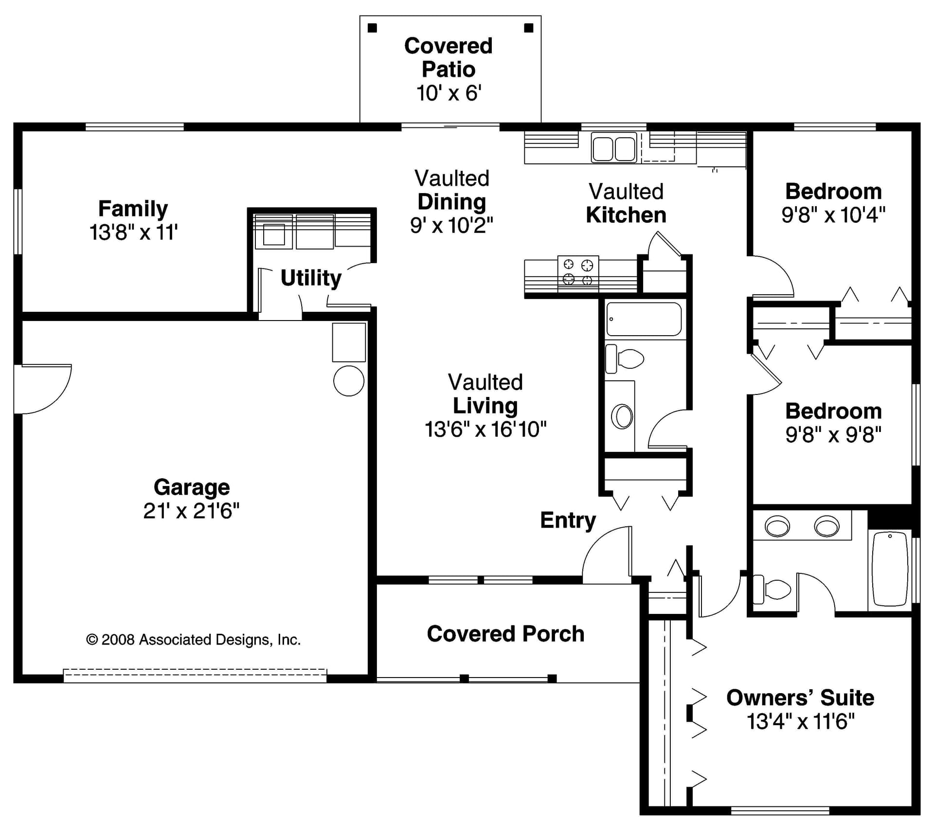 Floor Plan First Story of Ranch Plan #108-1526