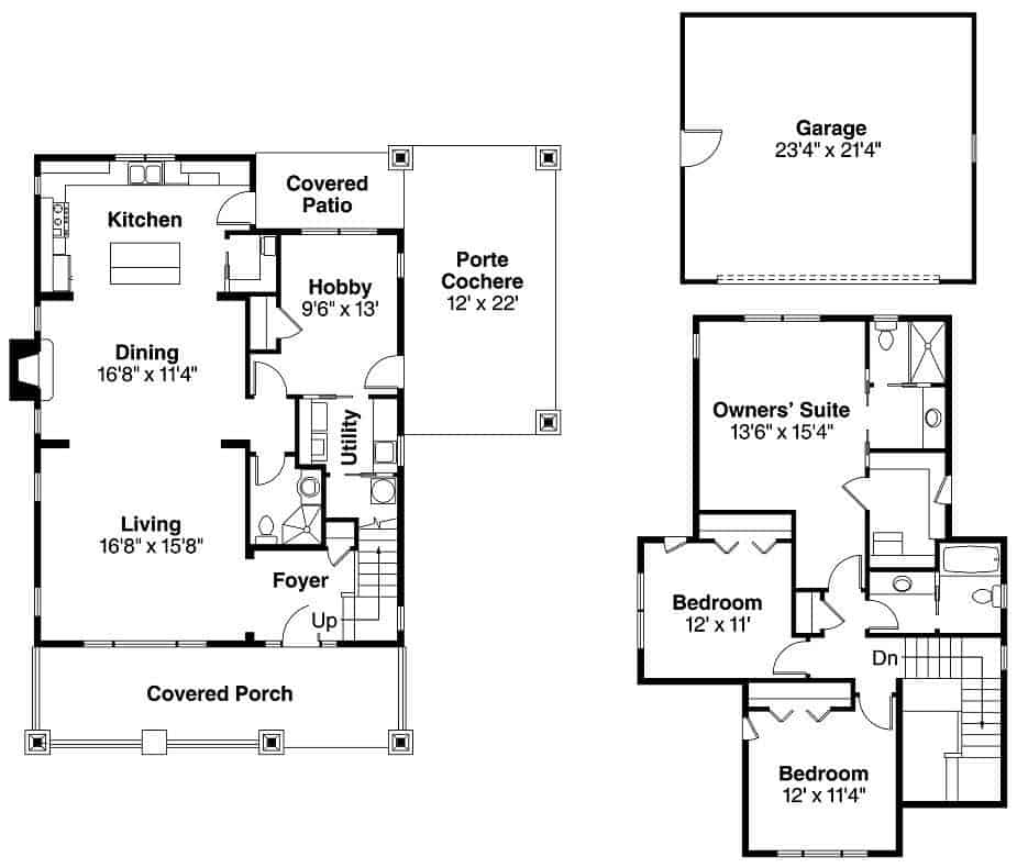 Floor Plan First Story of Craftsman Plan #108-1530