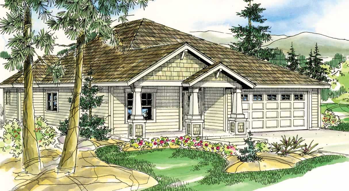 3-Bedroom, 1719 Sq Ft Craftsman Home Plan - 108-1534 - Main Exterior
