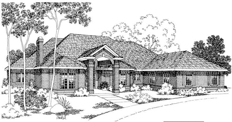 3-Bedroom, 3346 Sq Ft Transitional Home Plan - 108-1539 - Main Exterior
