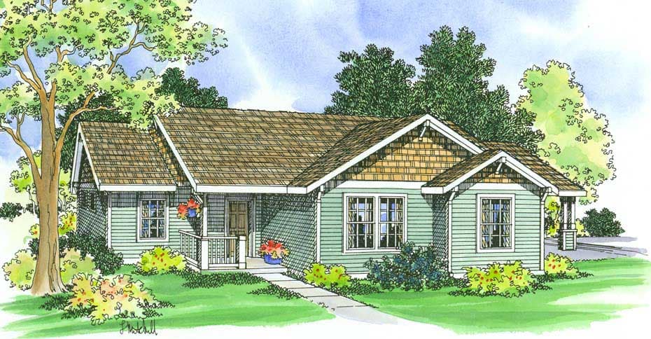 3-Bedroom, 1060 Sq Ft Small House Plans - 108-1551 - Main Exterior