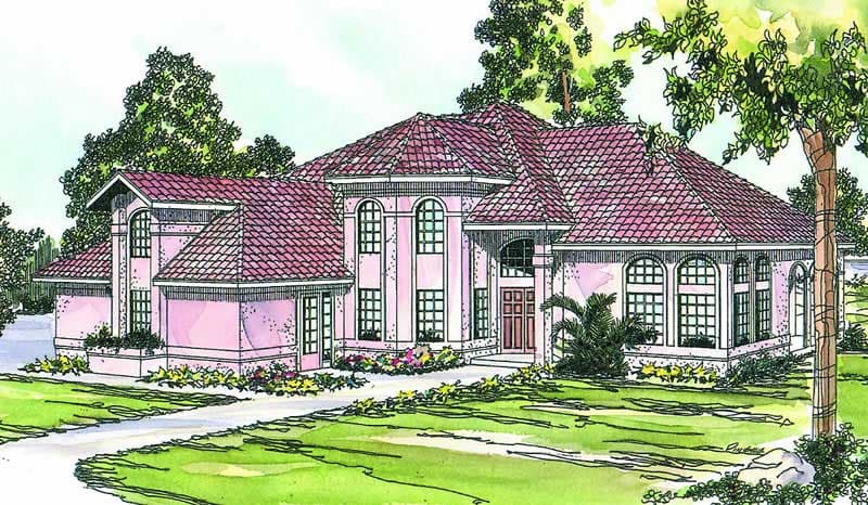 4-Bedroom, 3881 Sq Ft Mediterranean House Plan - 108-1578 - Front Exterior