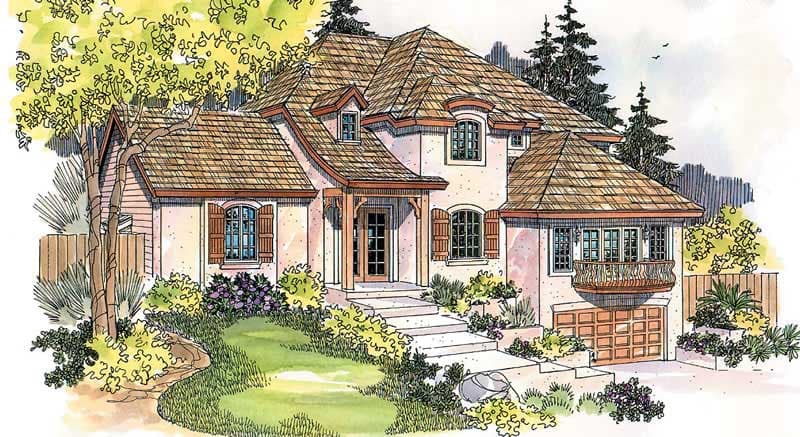 4-Bedroom, 3382 Sq Ft European House Plan - 108-1615 - Front Exterior