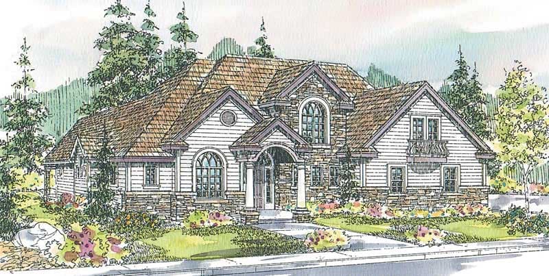 3-Bedroom, 3999 Sq Ft European House Plan - 108-1648 - Front Exterior