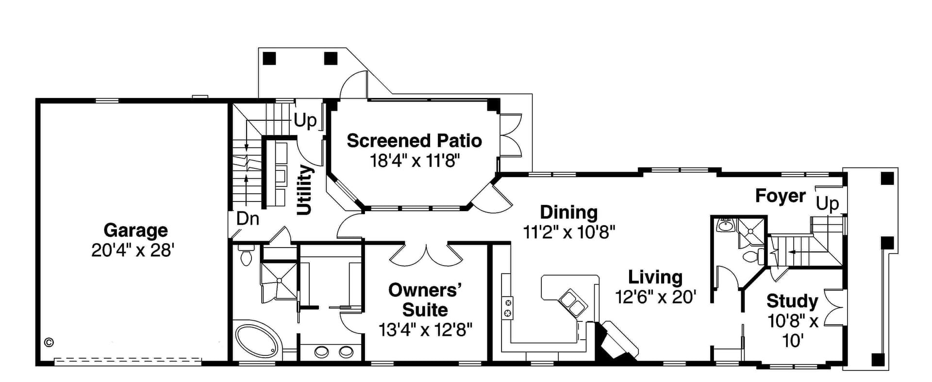 Floor Plan First Story of European Plan #108-1708
