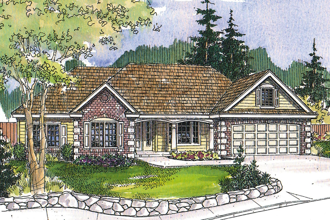 3-Bedroom, 2619 Sq Ft Ranch Home Plan - 108-1740 - Main Exterior