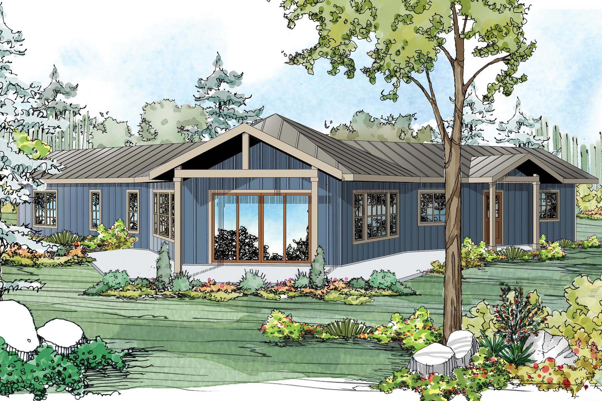 2-Bedroom, 1625 Sq Ft Ranch House Plan - 108-1762 - Front Exterior